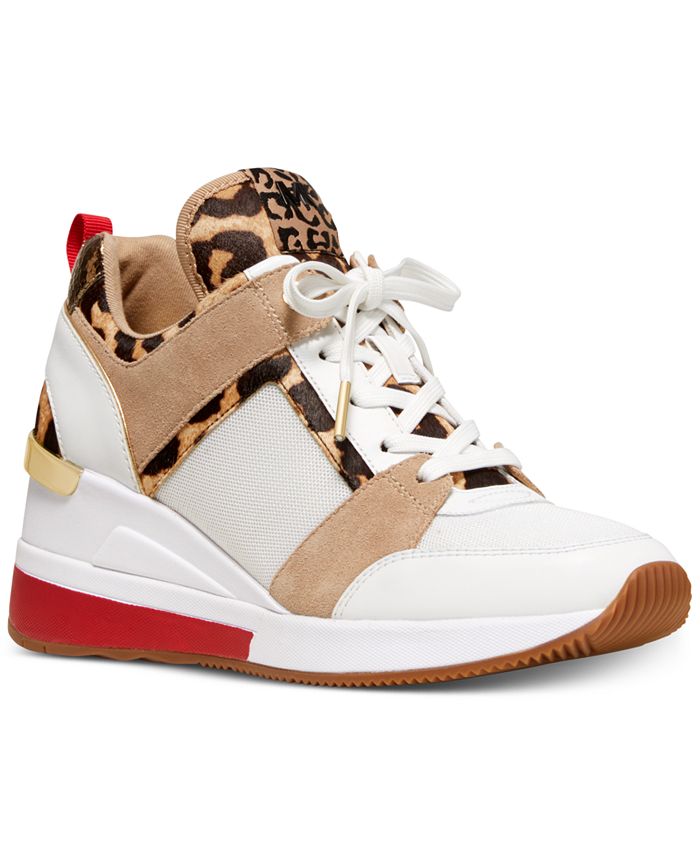 georgie leather and leopard glitter mesh trainer