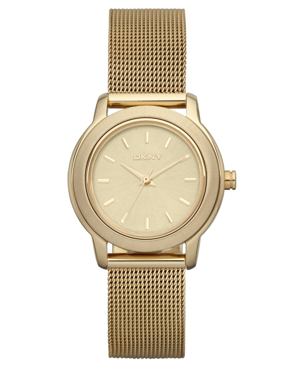 DKNY Watch, Womens Gold Ion Plated Stainless Steel Mesh Bracelet 28mm