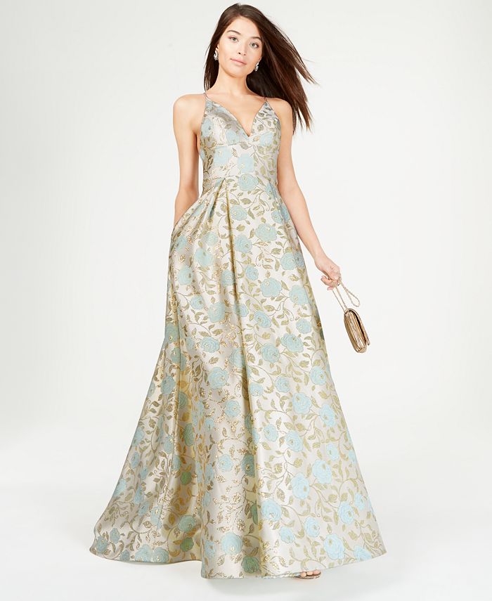 Say Yes to the Prom Juniors' Metallic-Print Ballgown & Reviews - Dresses - Juniors - Macy's