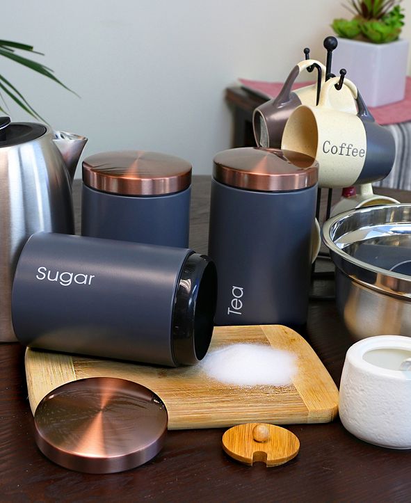 MegaChef Essential Kitchen Storage 3 Piece Sugar, Coffee ...