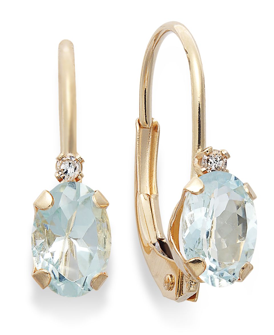 14k Gold Earrings, Aquamarine (3/4 ct. t.w.) and Diamond Accent