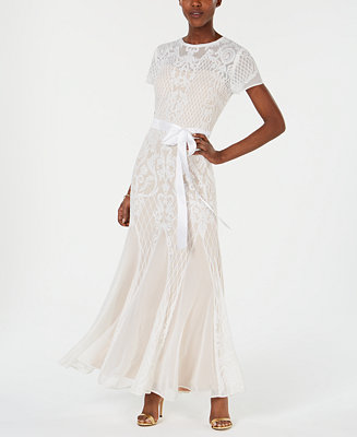 R & M Richards Nightway Petite Short-Sleeve Long Sequin Gown & Reviews - Dresses - Petites - Macy's