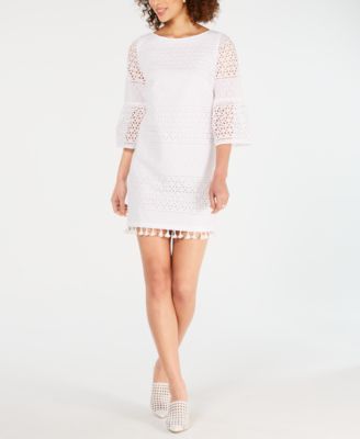 macy's white long sleeve dress