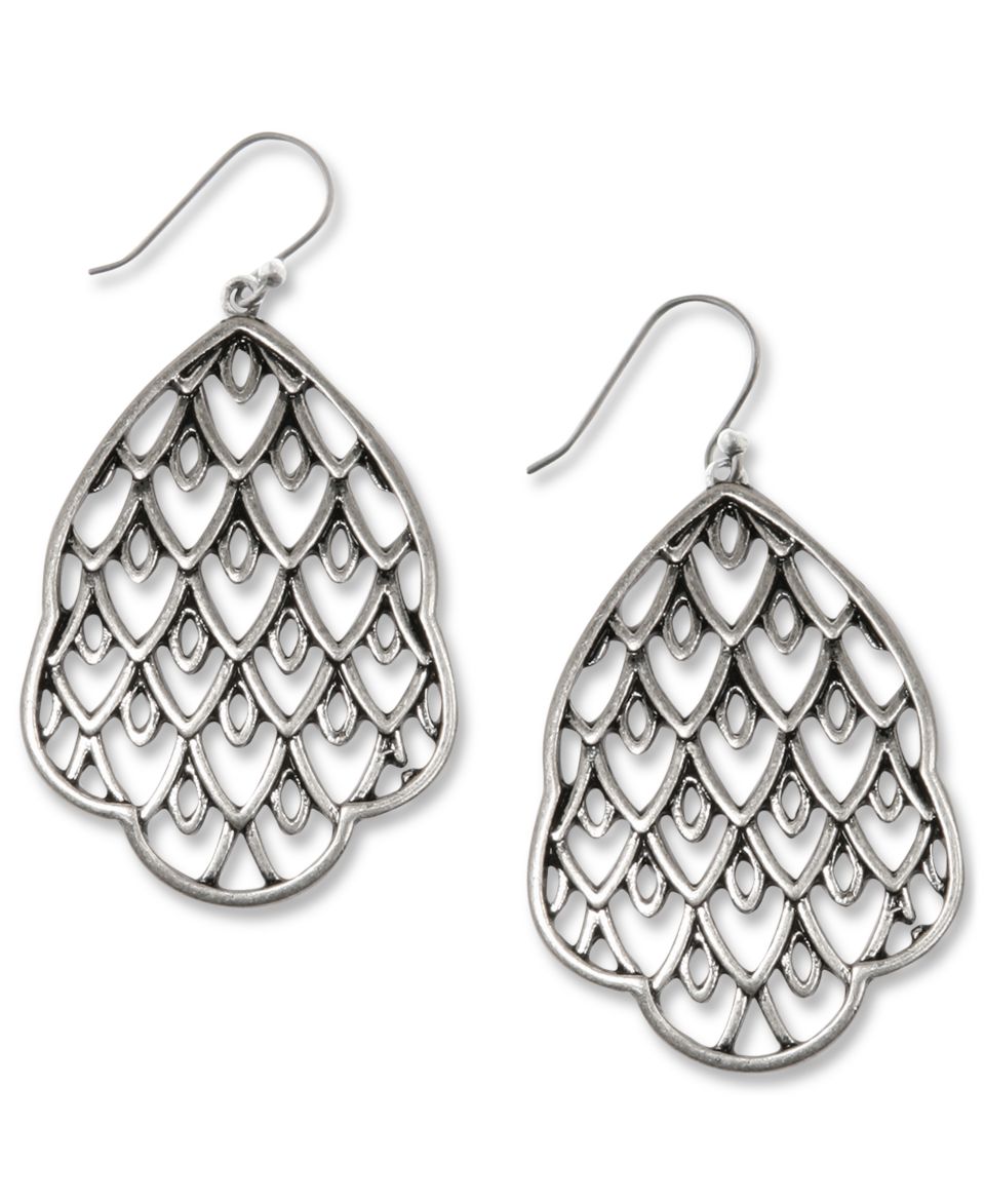 Lucky Brand Earrings, Silver tone Openwork Drop Earrings