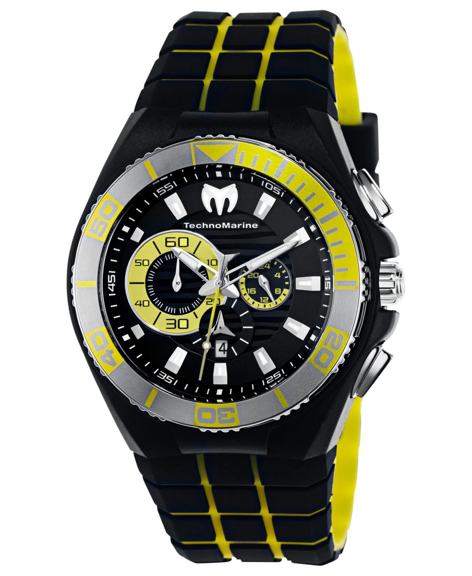 TechnoMarine Watch, Unisex Swiss Chronograph Black and Yellow Silicone