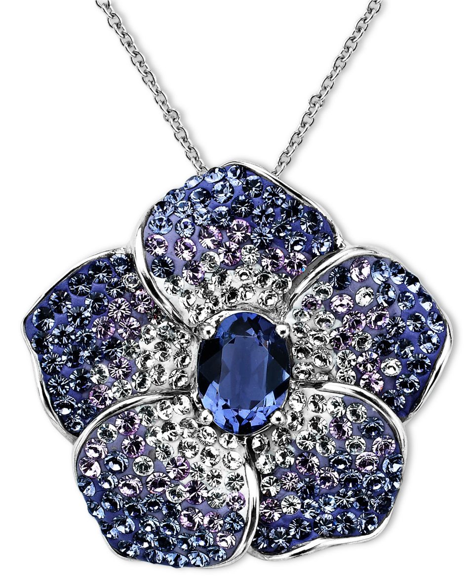 Kaleidoscope Sterling Silver Necklace, Purple Crystal Flower Pendant