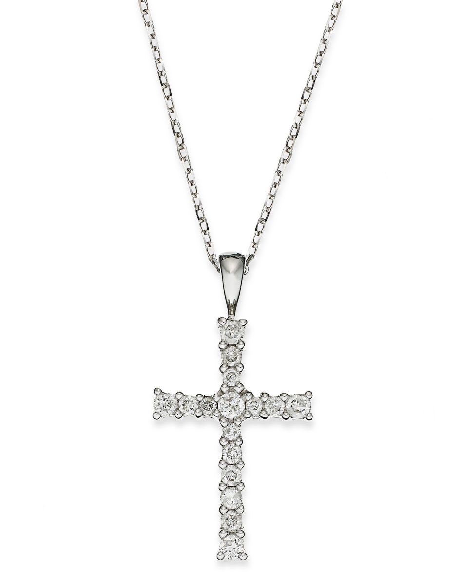 TruMiracle® Diamond Necklace, 10k White Gold Diamond Cross Pendant (1/4 ct. t.w.)   Necklaces   Jewelry & Watches
