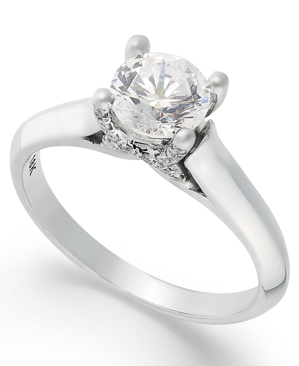 Diamond Ring, 18k White Gold Certified Diamond X3 Solitare Engagement