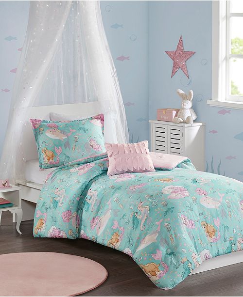 Jla Home Darya Full Queen 4 Piece Printed Mermaid Comforter Set Reviews Home Macy S