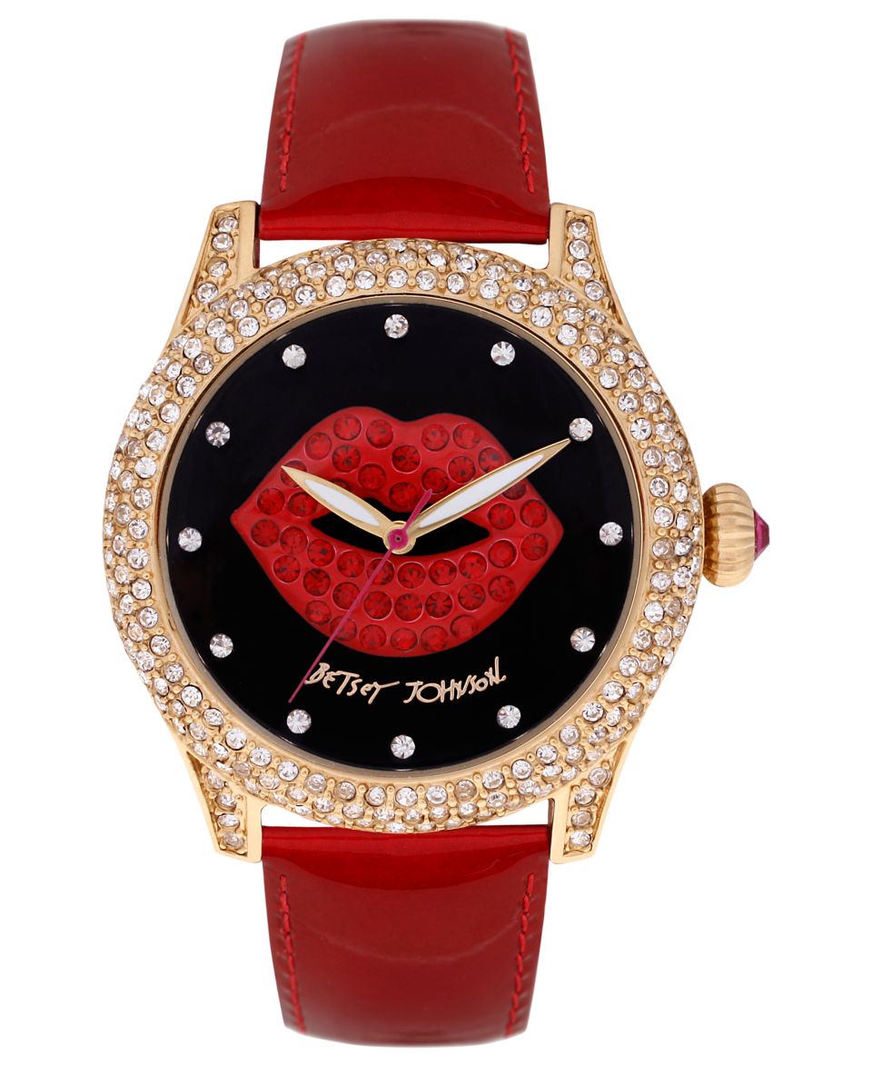 Betsey Johnson Watch, Womens Pink Leopard Printed Polyurethane Strap