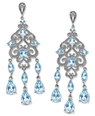 Sterling Silver Earrings, Blue Topaz (8-1/4 ct. t.w.) and Diamond ...