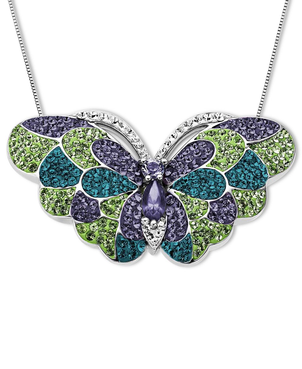 Kaleidoscope Sterling Silver Necklace, Green, Purple, and Teal Bird