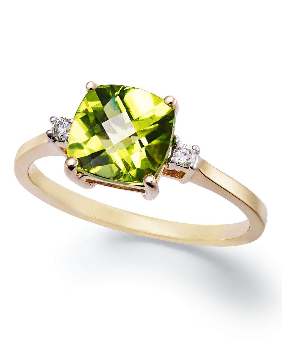 14k Gold Ring, Cushion Cut Peridot (1 5/8 ct. t.w.) and Diamond Accent