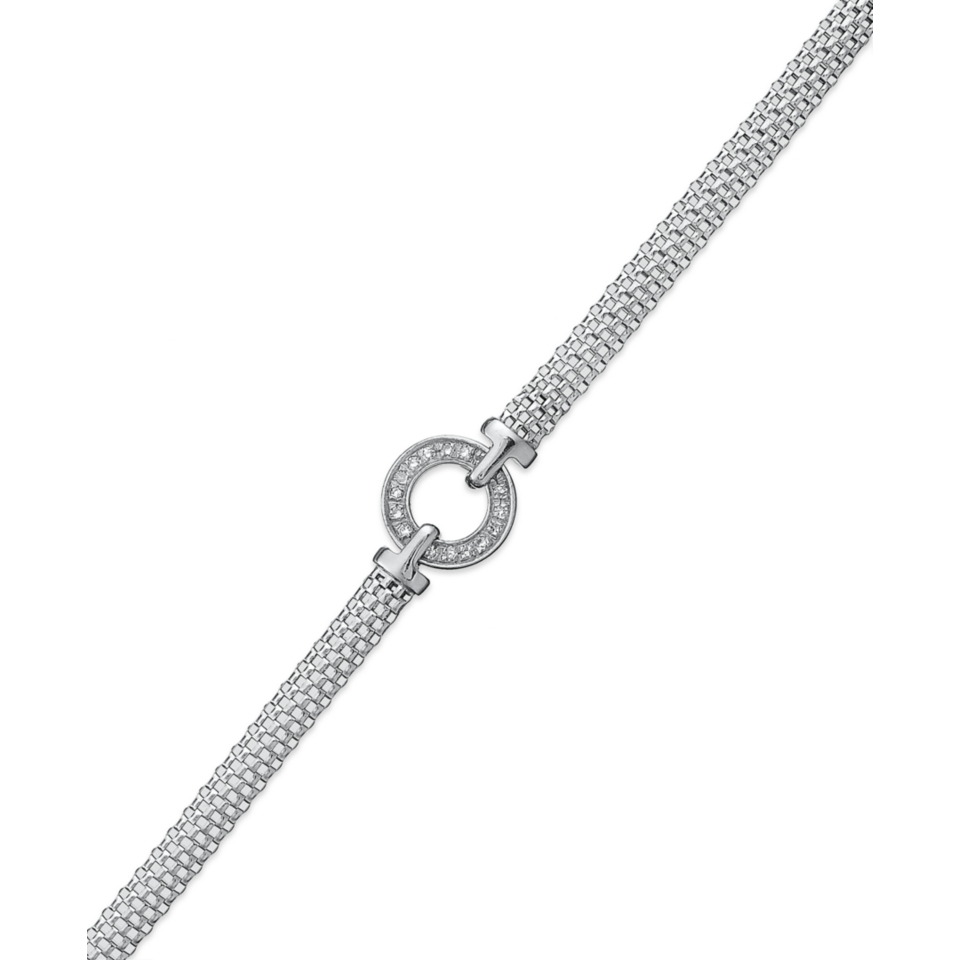 Diamond Mesh Circle Bracelet (1/8 ct. t.w.) in Sterling Silver