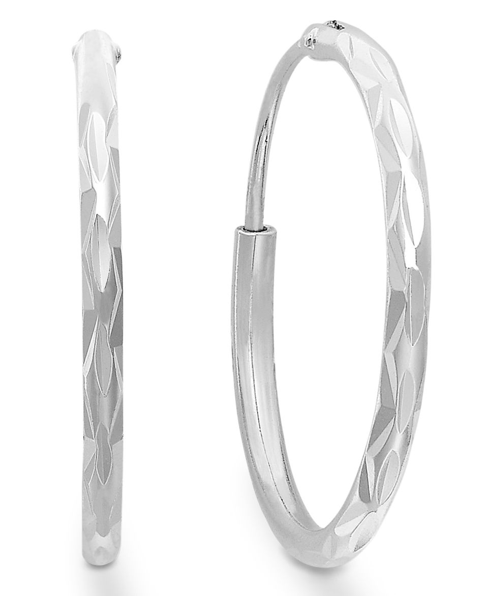 Giani Bernini Sterling Silver Earrings, Etched Hoop Earrings