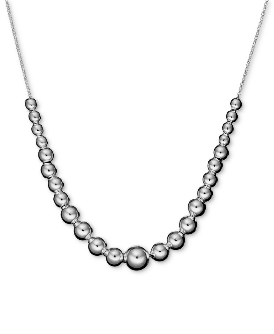 Giani Bernini Sterling Silver Necklace, Graduated Bead Necklace   Necklaces   Jewelry & Watches