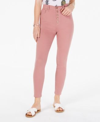 high waisted pink skinny jeans
