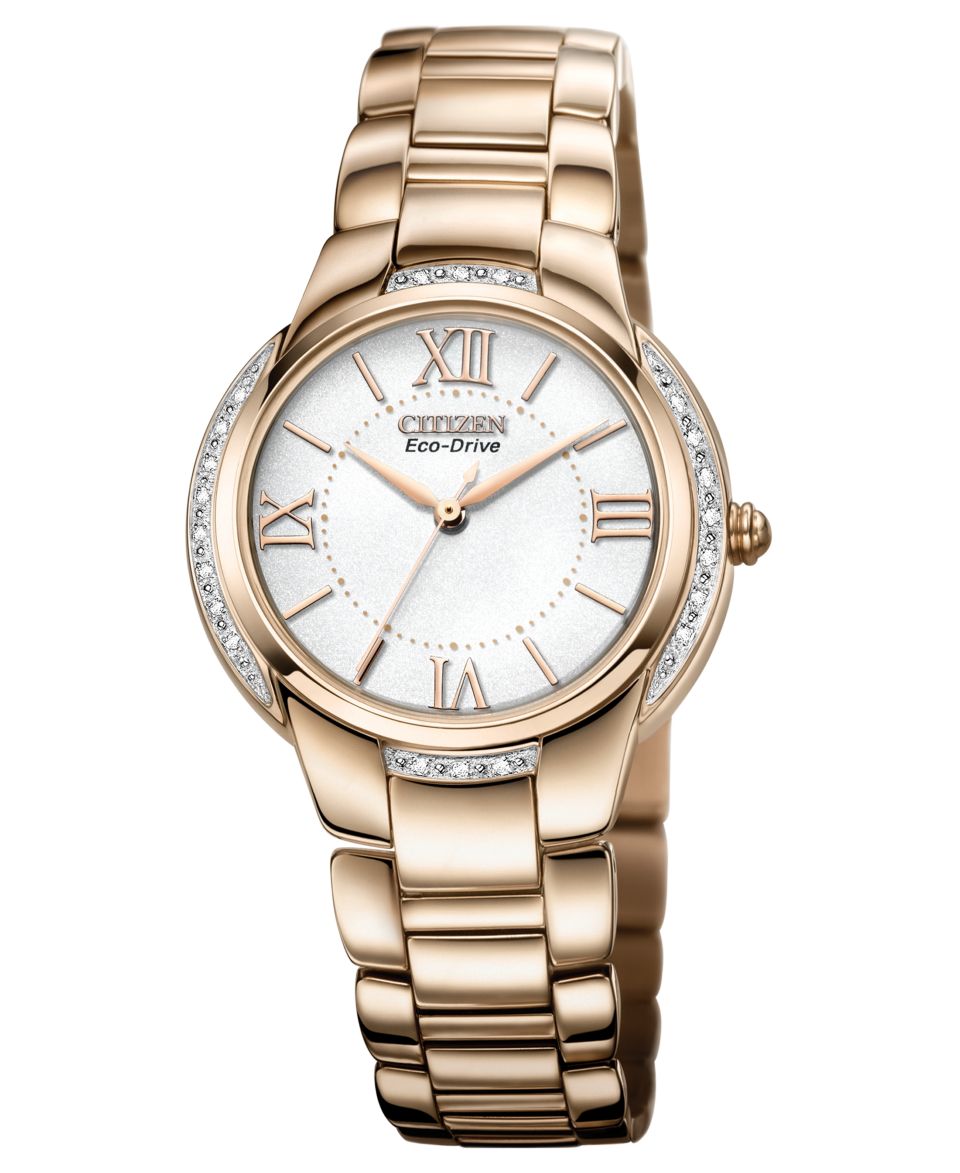 Citizen Watch, Womens Eco Drive Ciena Rose Gold Tone Stainless Steel