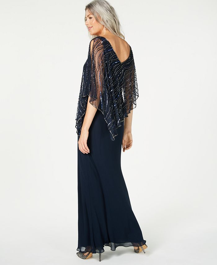 j kara embellished overlay gown