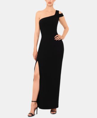 one shoulder gown with slit
