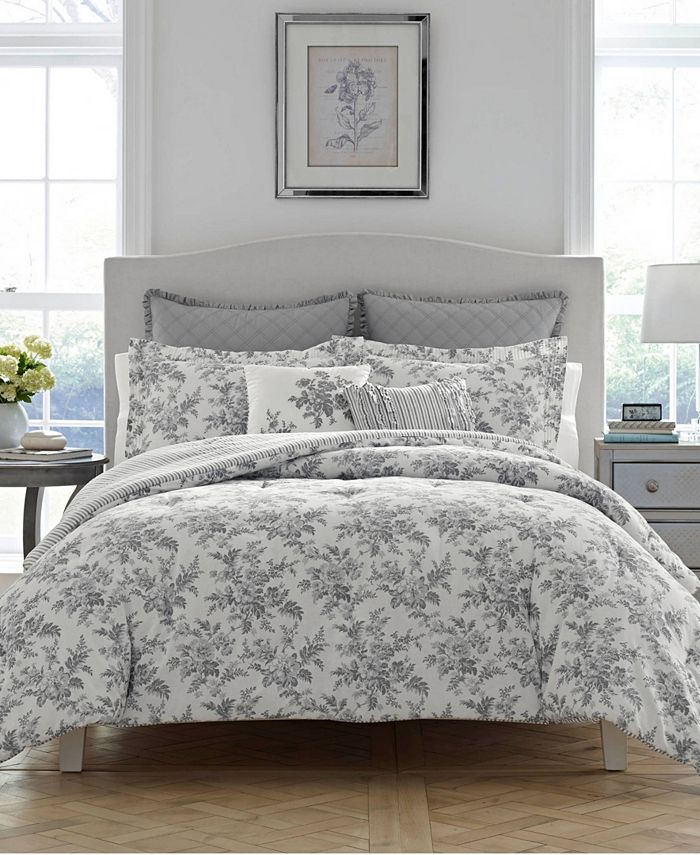 Laura Ashley Annalise Floral Shadow Grey Comforter Set Full Queen Reviews Comforters Fashion Bed Bath Macy S Laura ashley home elise bonus luxury ultra soft comforter, all season premium 7 piece bedding set, stylish delicate design for home décor, full/queen, blue. annalise floral shadow grey comforter set full queen