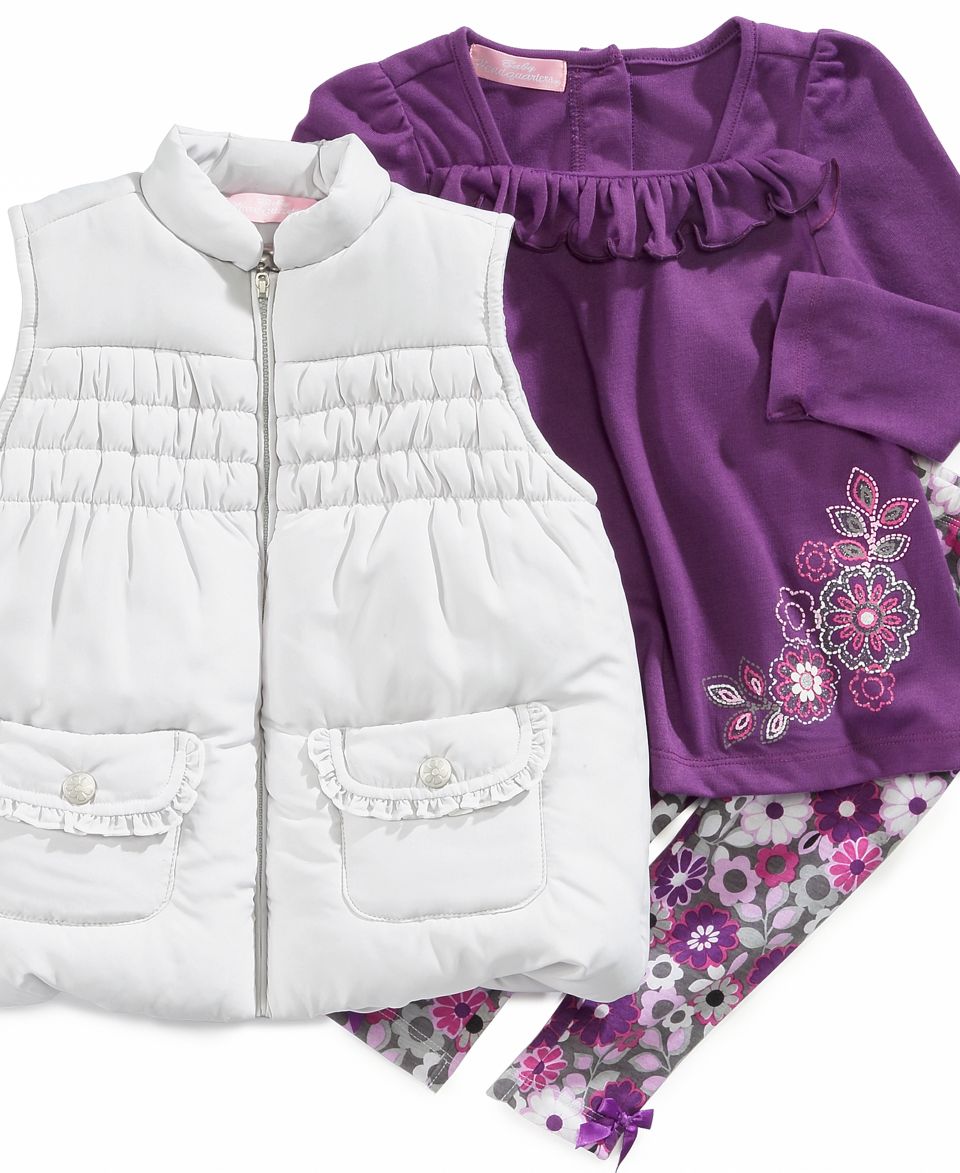 Kids Headquarters Baby Set, Baby Girls 3 Piece Vest, Top and Legging