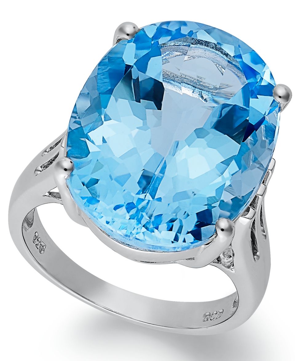 14k White Gold Ring, Blue Topaz (7 3/4 ct. t.w.) and Diamond Accent Ring   Rings   Jewelry & Watches