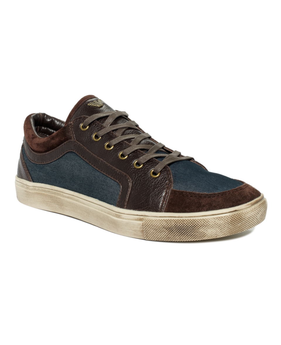 Armani Jeans Shoes, Denim and Leather Lower Sneakers   Mens Shoes