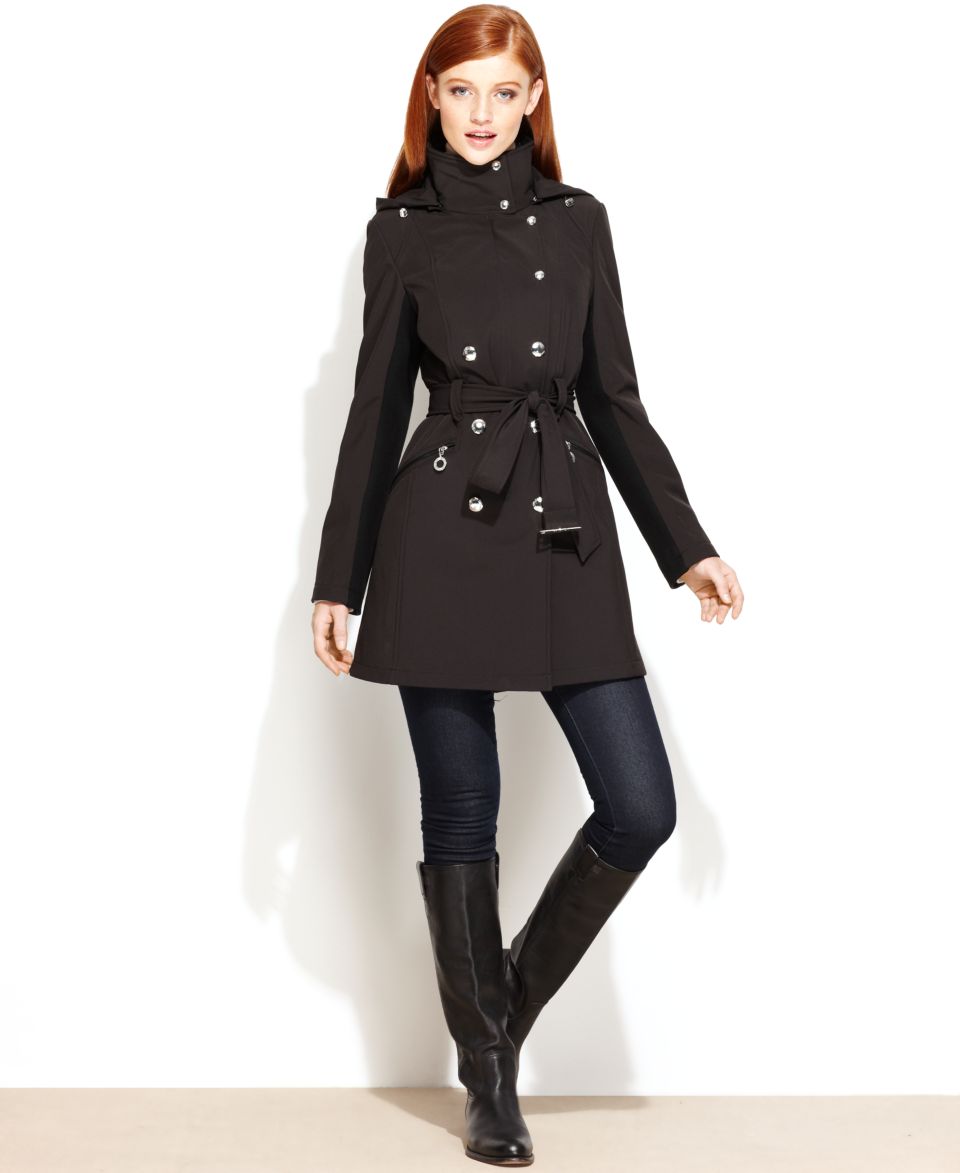 Calvin Klein Raincoat, Hooded Belted Soft Shell Trench