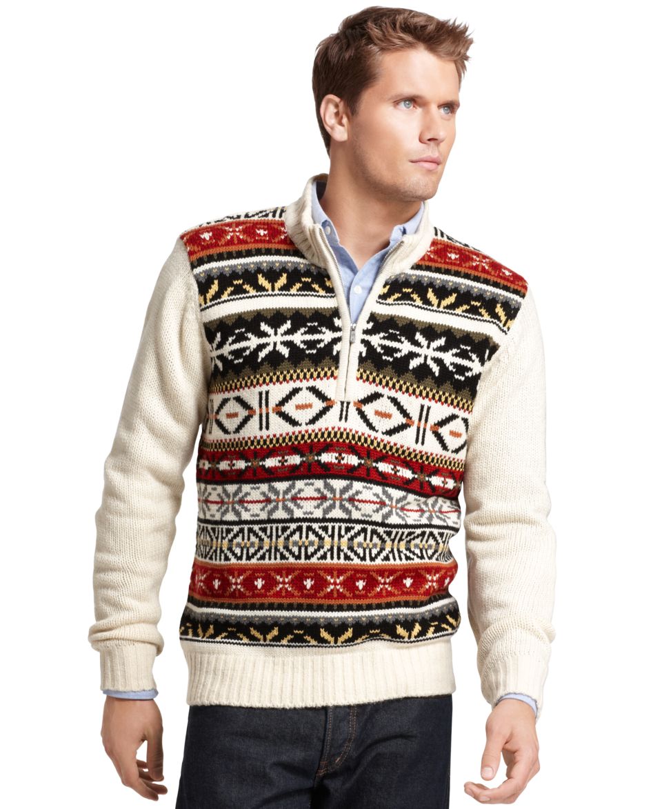 Tasso Elba Sweater, Snowflake Lambswool Blend Cardigan   Mens Sweaters