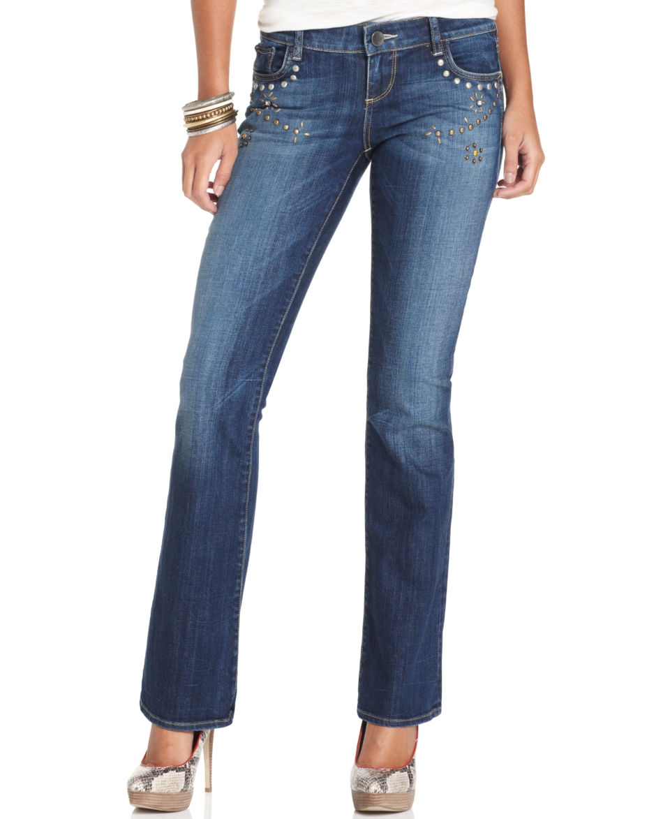 Kut from the Kloth Jeans, Kate Straight Leg Studded, Denim Wash