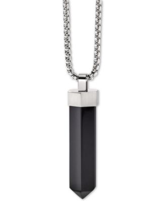 Faceted Black Onyx Pendant Necklace 
