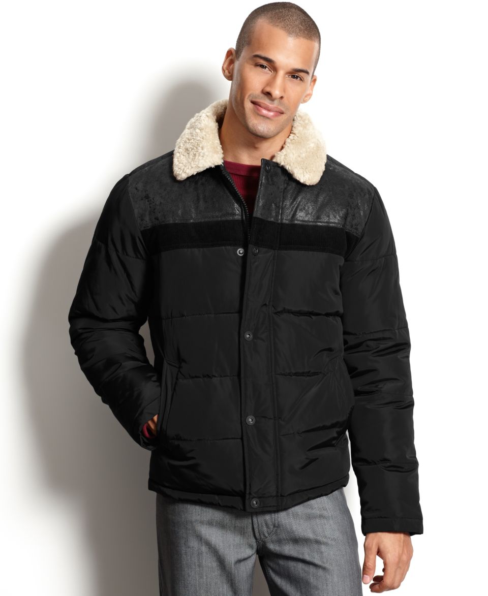 Sean John Big and Tall Coat, Faux Shearling Aviator Coat   Mens Coats