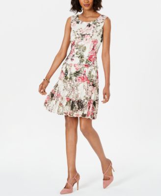 floral lace fit and flare dress