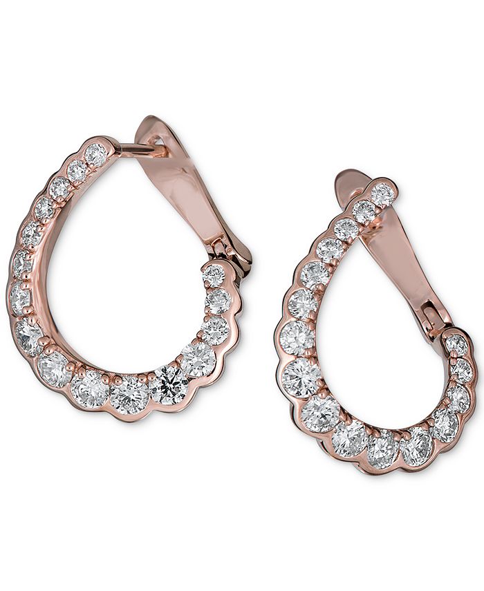 Macy's Diamond Front & Back Hoop Earring (3/4 ct. t.w.) in 14k Rose