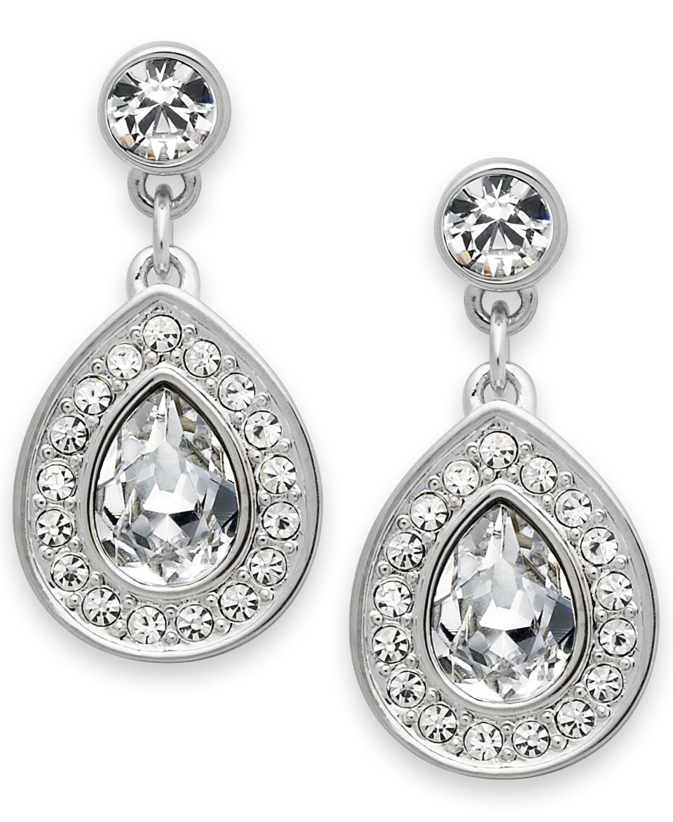 Swarovski Earrings, Rhodium Plated Crystal Drop Earrings