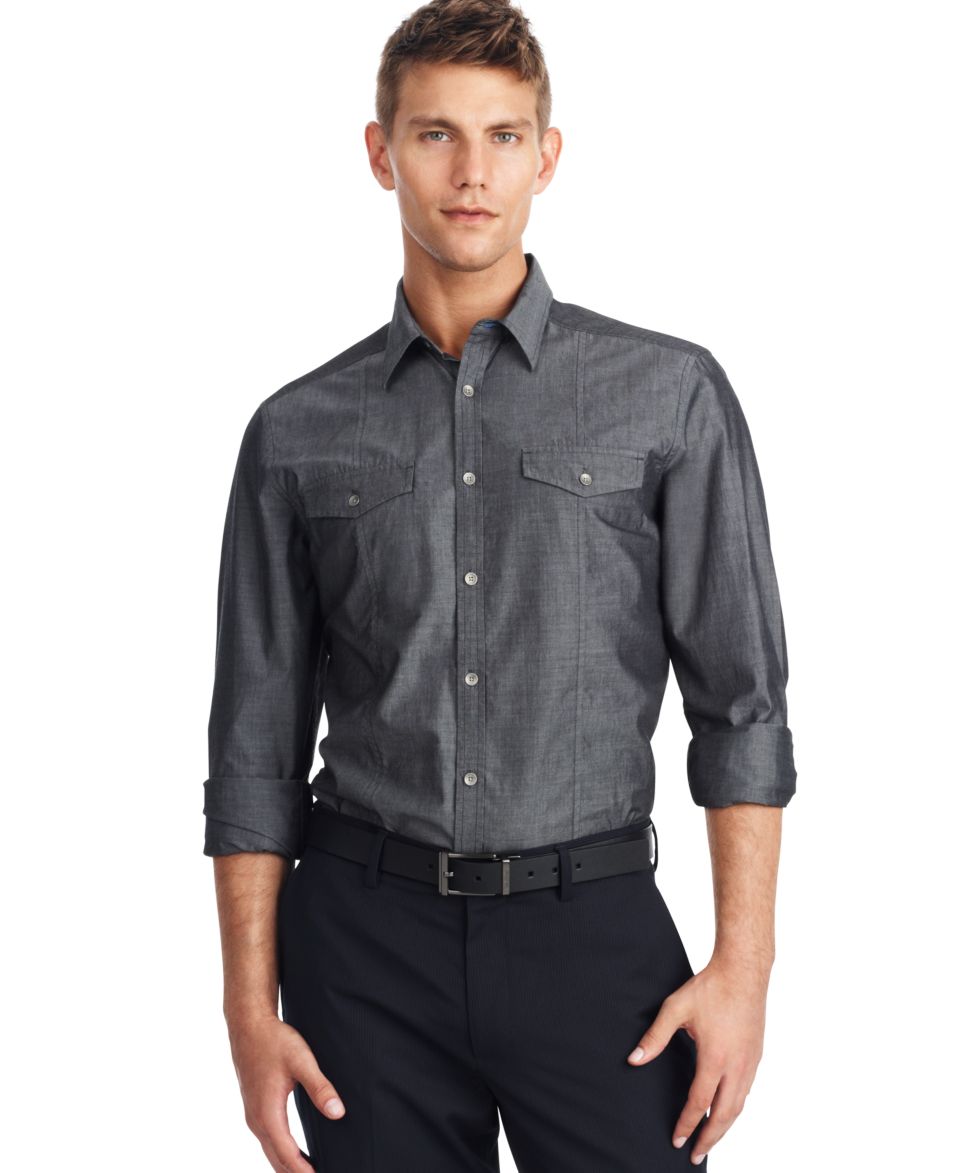 Kenneth Cole Reaction Shirt, Chambray Seamed Shirt