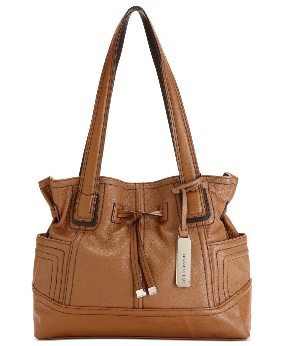 Tignanello Leather Drawstring Shopper   Handbags & Accessories