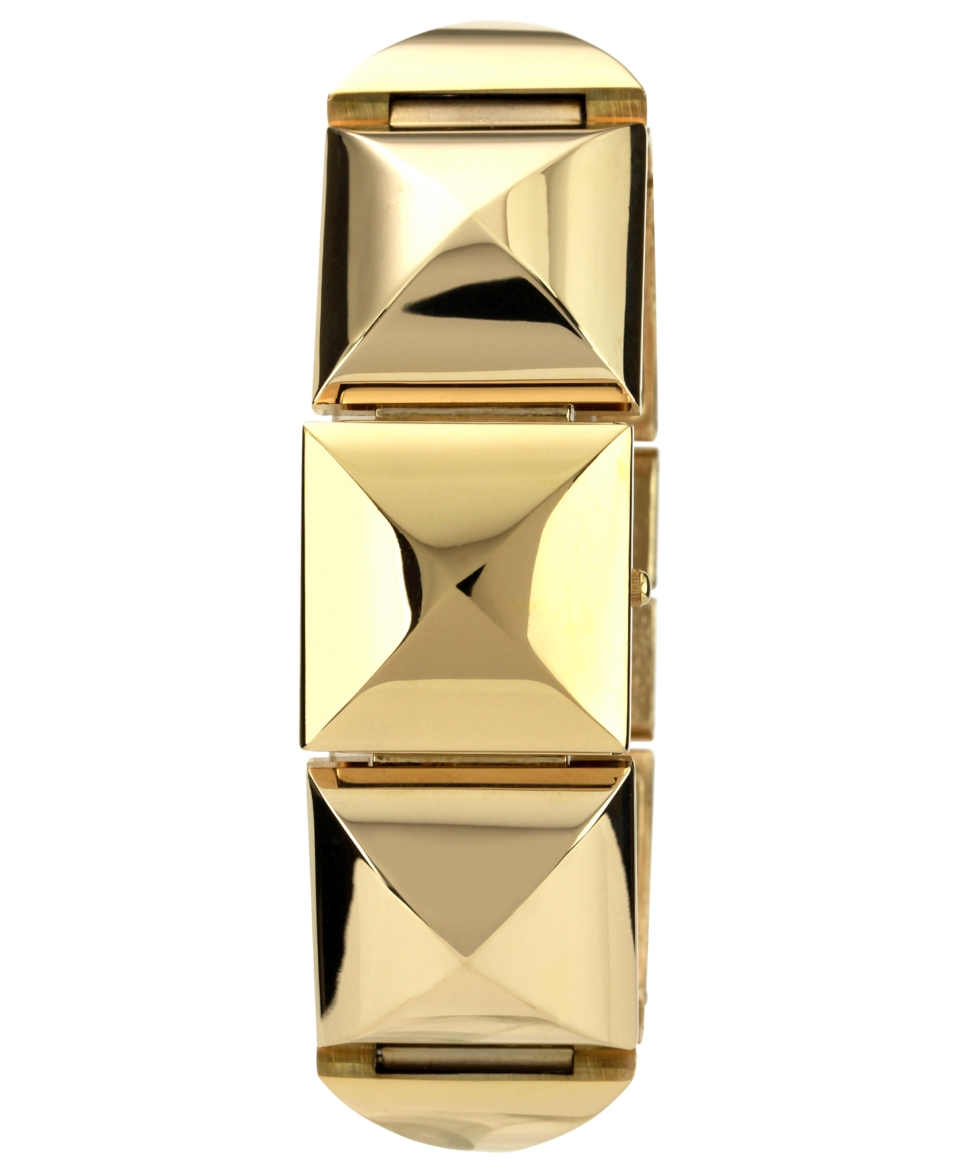 Vince Camuto Watch, Womens Gold Tone Pyramid Link Covered Bracelet 25x22mm VC 5026CHGB   Watches   Jewelry & Watches