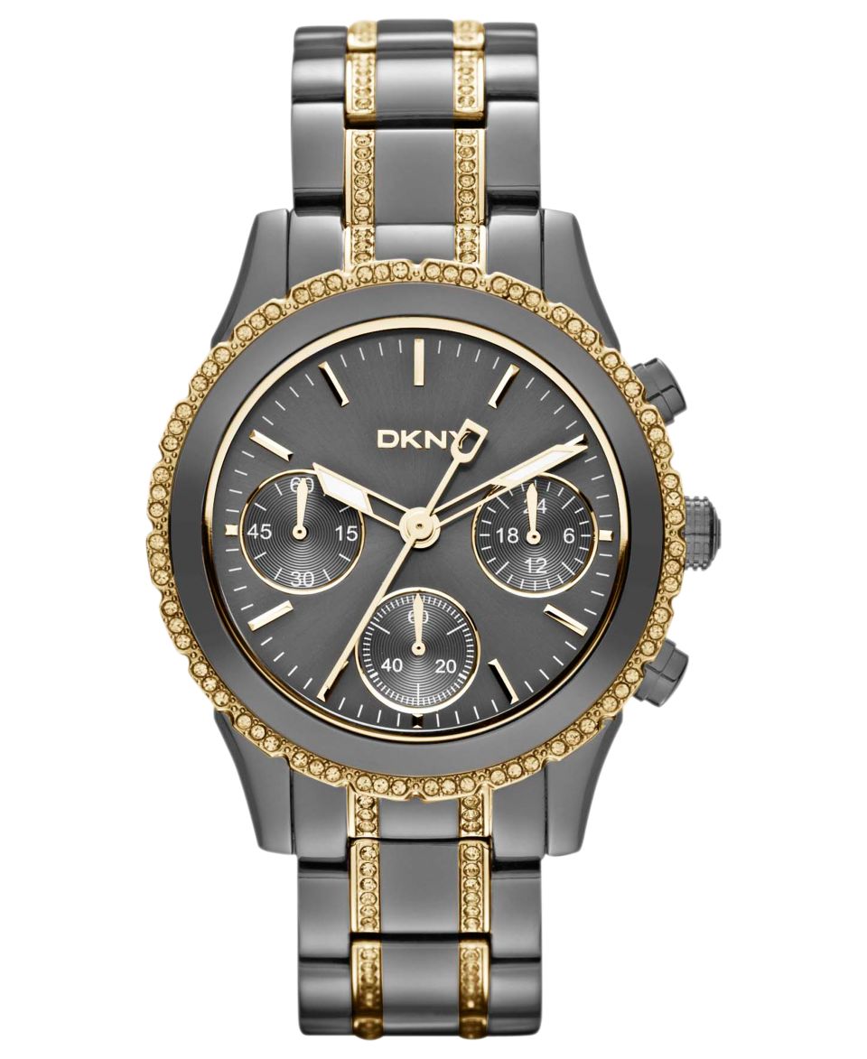 DKNY Watch, Womens Chronograph Crystal Two Tone Ion Plated Stainless