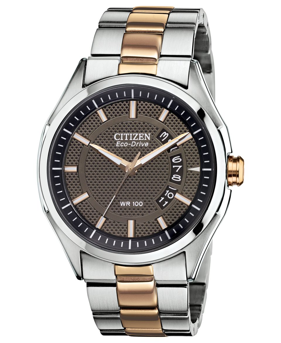 Citizen Watch, Mens Eco Drive Two Tone Stainless Steel Bracelet 41mm