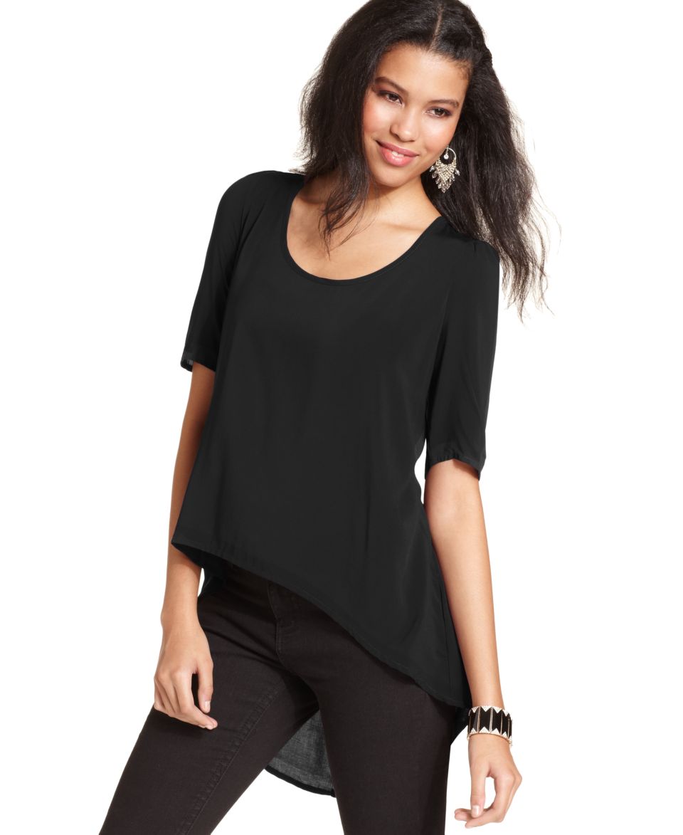 Ali & Kris Juniors Top, Sleeveless Sheer High Low