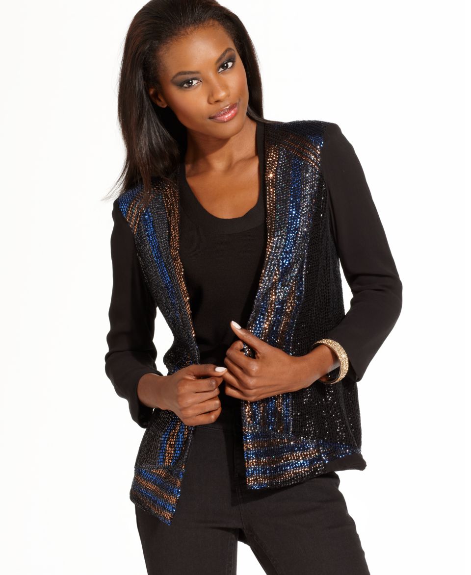 French Connection Jacket, Three Quarter Studded Rhinestone Blazer