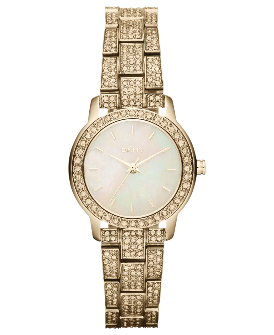 DKNY Watch, Womens Crystal Accent Gold Ion Plated Stainless Steel