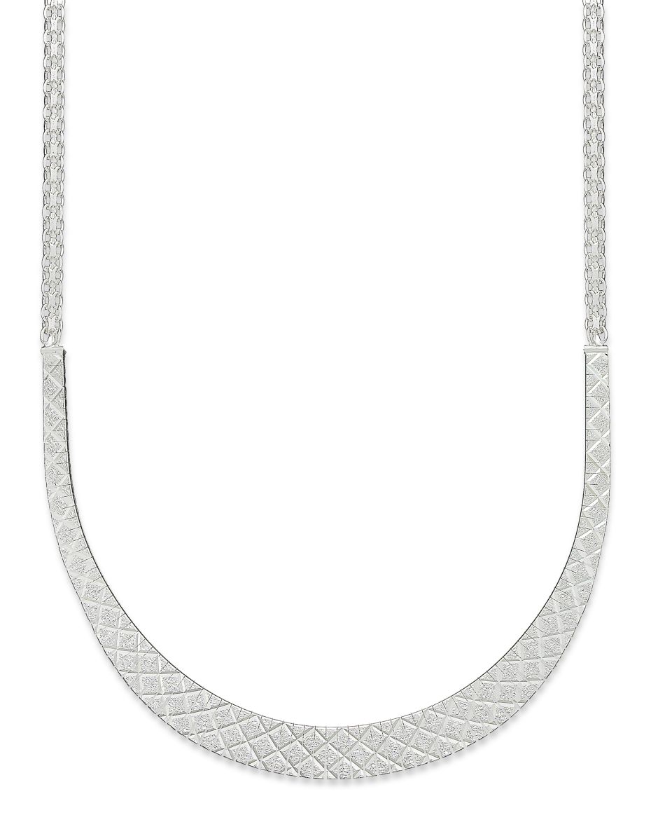 Brilliant Sterling Silver Necklace, Cubic Zirconia Statement Bib