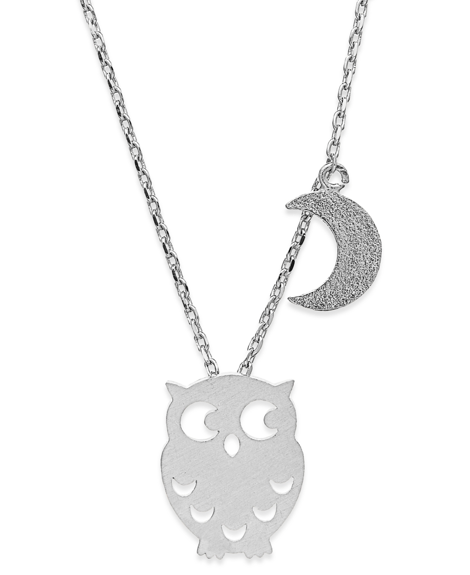 Unwritten Sterling Silver Necklace, Owl and Moon Necklace   Necklaces