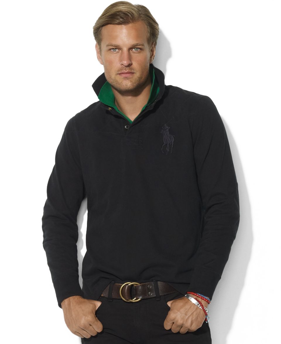 Polo Ralph Lauren Shirt, Custom Fit Quilted Tonal Big Pony Rugby Shirt