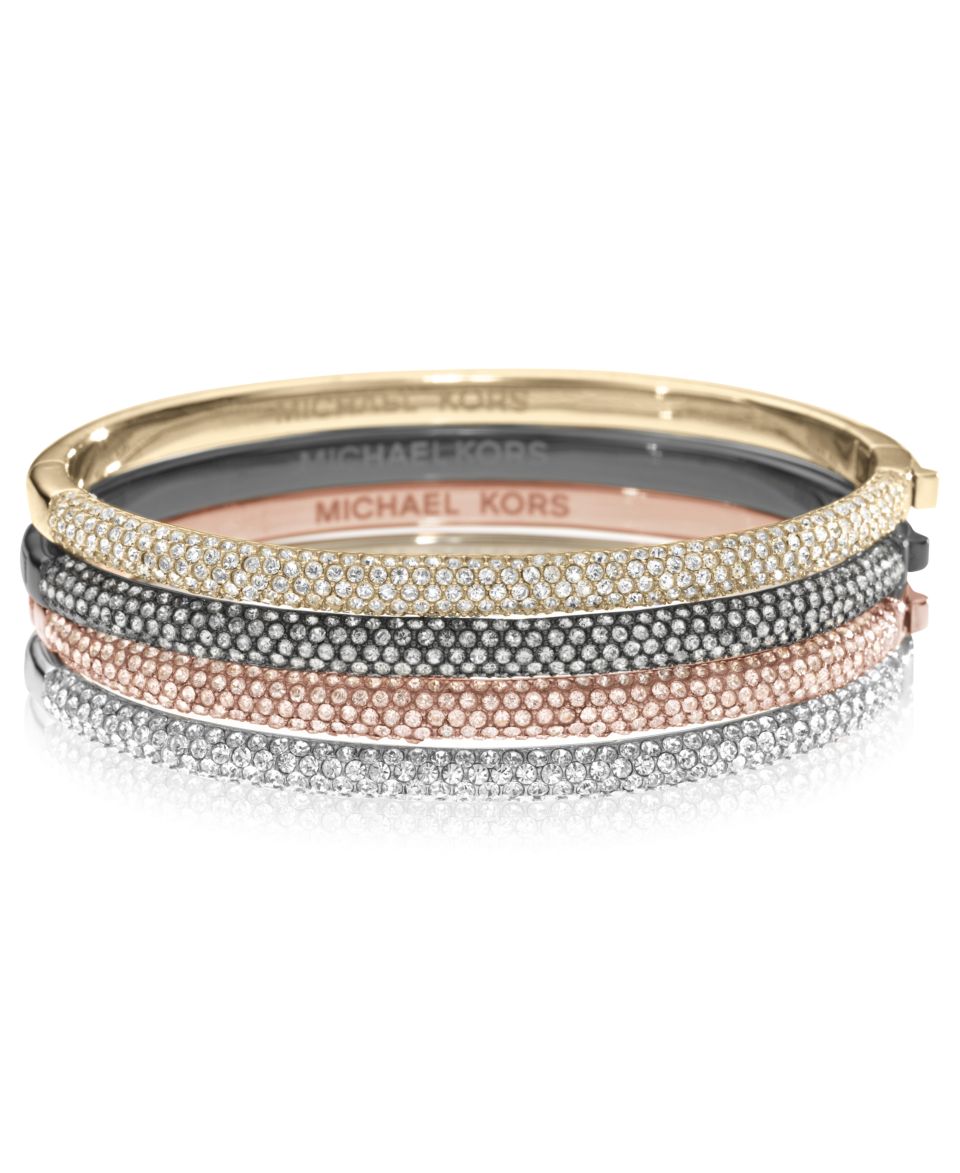 Michael Kors Bracelet, Tri Tone Bundle Glitter Belt Buckle Bangle