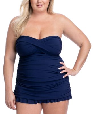 strapless swim dress plus size