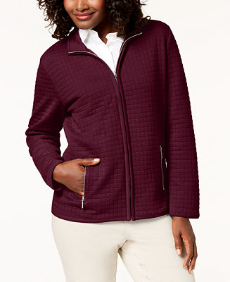 Karen Scott Quilted Fleece Jacket, Created for Macy's & Reviews ...